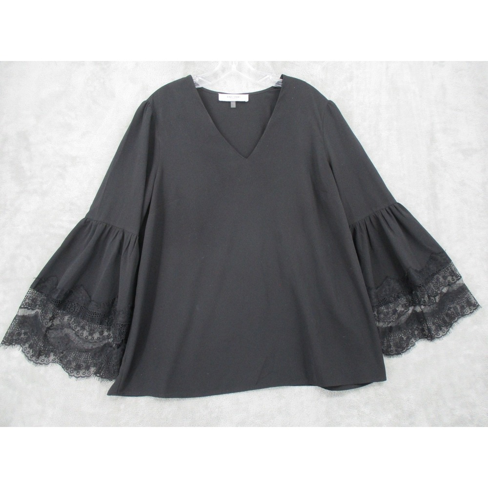 Jones Studio Blouse Womens Large Bell‎ Sleeve Lace Witchy Dark Coquette Vamp
